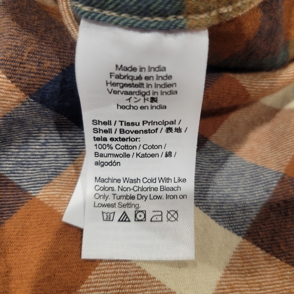 J Crew Factory Size Xl Classic Fit Brown Gingham Flannel Shirt - Picture 6 of 6